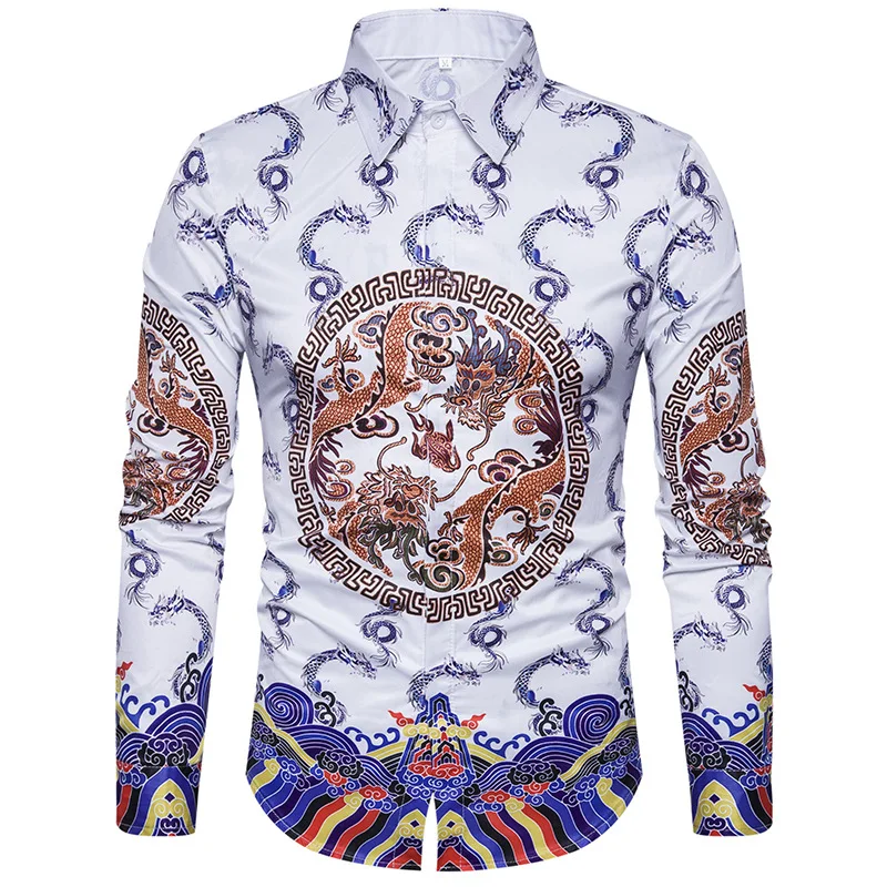 Men Brand 3D Shirt 2018 Spring New Chinese Style Print ...