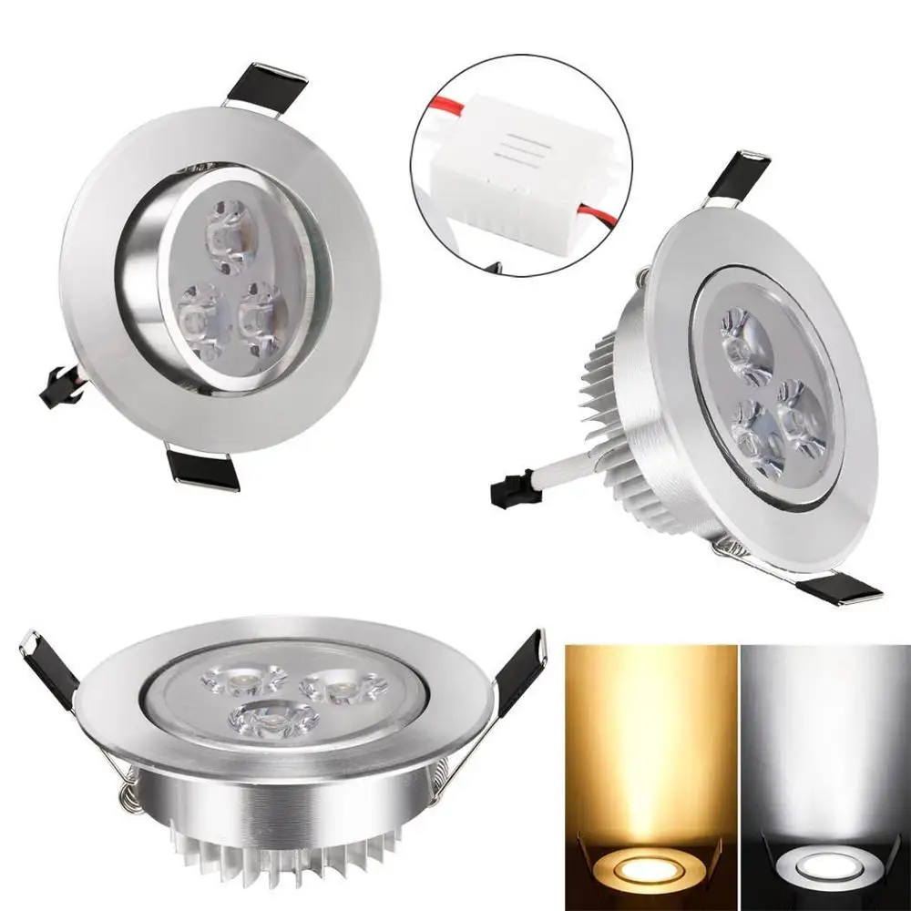 

3/5/9W 85-265V Warm/Cool White Silver LED Ceiling Recessed Down Light Fixture Lamp and Driver For Living Room Home Lighting Lamp