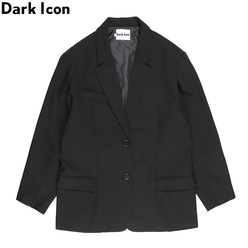 

Dark Icon Solid Color Men Women Suit Jacket Split Armhole Special Cutting Men's Jacket Black
