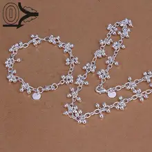 Лидер продаж посеребренные комплект ювелирных изделий, Мода Люкс партия Наборы для ухода за кожей, Диэлектрические шайбы винограда Модные Серебристые Цепочки и ожерелья Браслет из двух частей