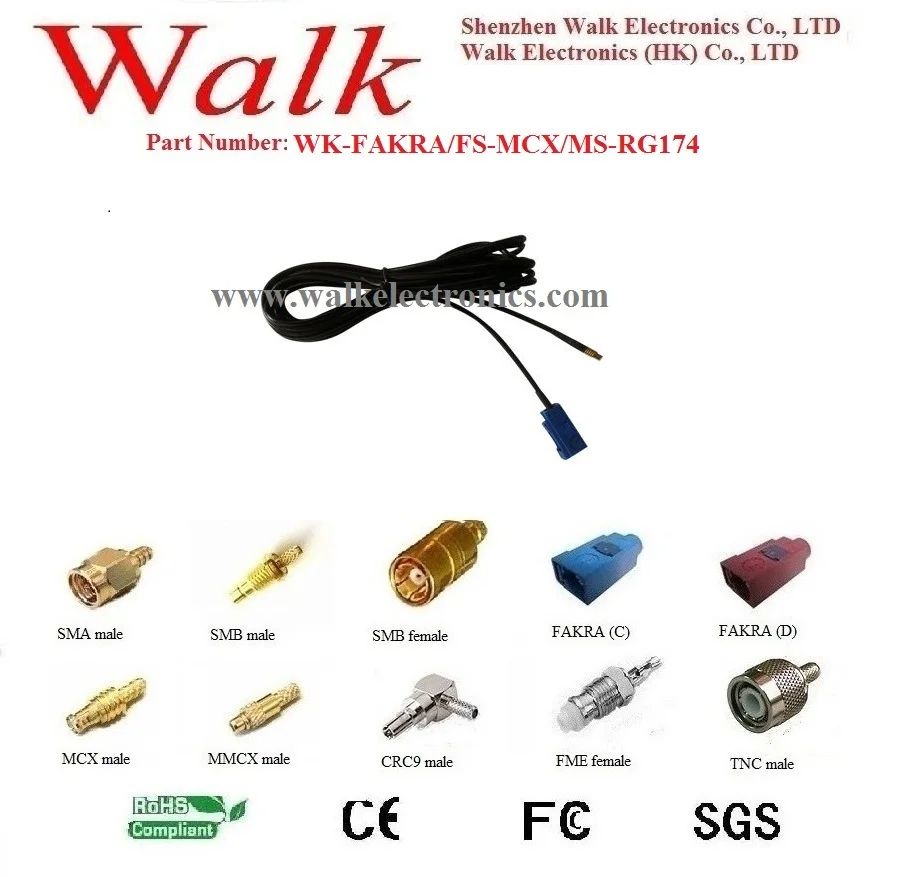 

FAKRA female MCX male rg174 cable, MCX FAKRA cable, mcx cable adapter, fakra gps antenna cable