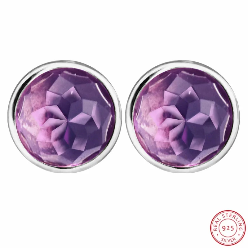 Женские серьги гвоздики в виде капель аметиста серебро 925 пробы|stud earrings|earrings