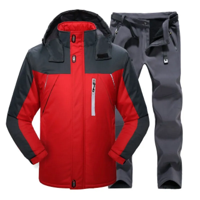 

Winter outdoor stormtrooper suit men wear with fleece thickened windproof waterproof large size thermal mountaineering ski suit