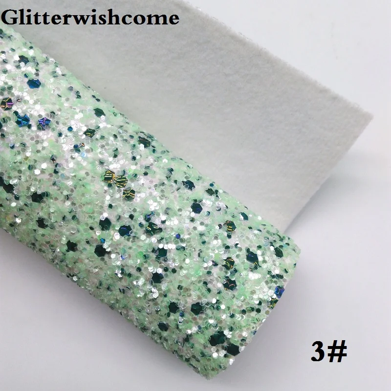 Glitterwishcome 30X134 см мини-рулон синтетическая кожа, массивная блестящая кожа с эластичной подложкой кожаные листы для бантов, GM058 - Цвет: 3