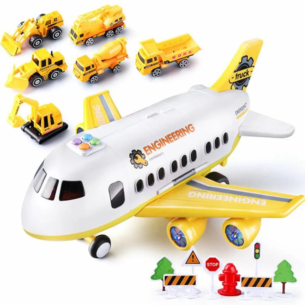 Детские игрушки большой складной самолет модель инерционная музыка авиасимулятор дети мальчики модель игрушечной машины инерция моделирование