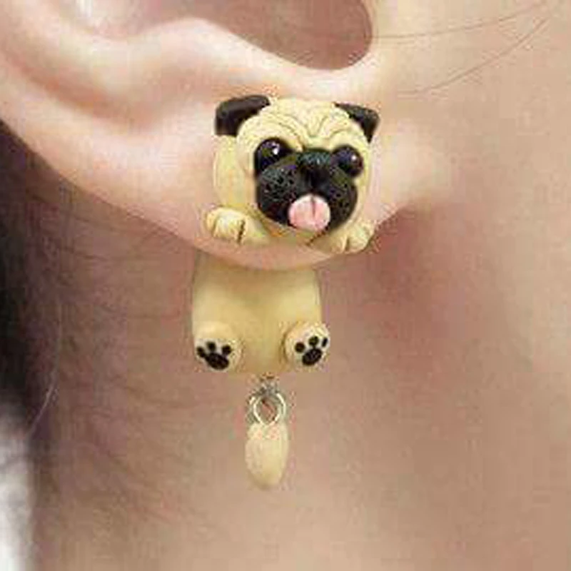 

Fashion Handmade Polymer Clay Soft Cute Sharpei Pug Dog Earrings For Women Cartoon Animal Piercing Ear Stud Earring Jewelry Gift