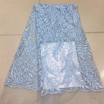 

Latest African Lace Fabric 2018 High Quality Lace Jaune clair Sequin Lace Cotton Dresses For Evening Dresses HJ628-2