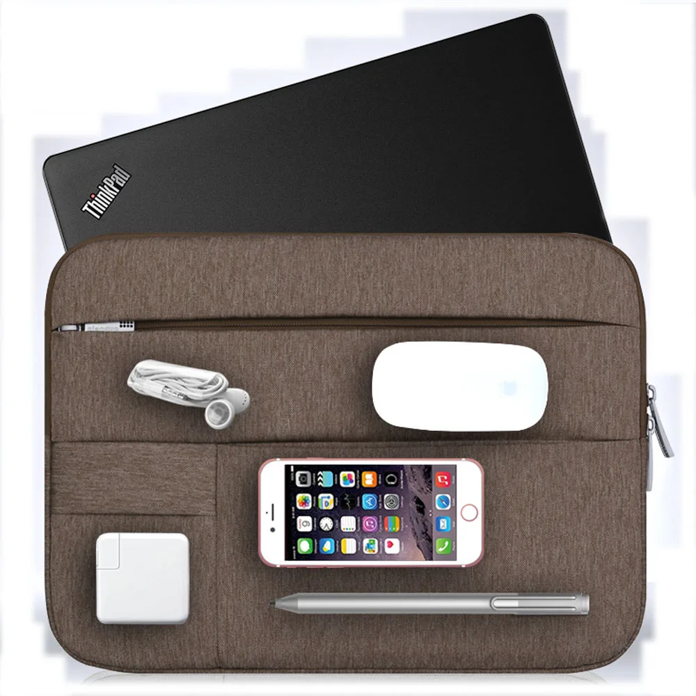 Nylon Brown Dark Grey Sleeve Case For Laptop 15.6 inch, Notebook Bag For Asus Lenovo Acer Dell HP Drop Shiping