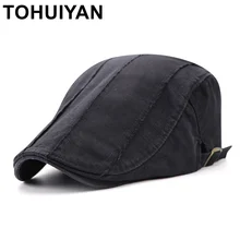 TOHUIYAN для мужчин и женщин Лоскутная газетная Кепка Утконос Козырек Гольф фуражка s Винтаж Хлопок Boina Лето регулируемый плоский берет шапки
