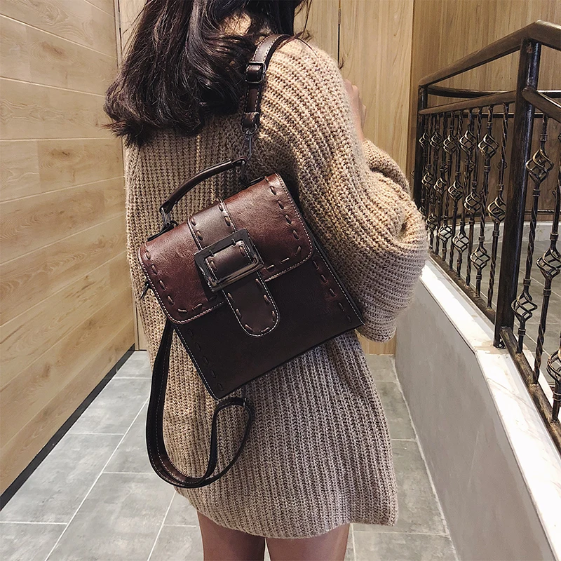 Mochila De Cuero Pu de moda femenina pequeña Mochila escolar para adolescentes niñas Vintage bolsos de hombro Mochila femenina Mochila De Cuero Pu de moda femenina pequeña Mochila escolar para adolescentes niñas Vintage bolsos de hombro Mochila femenina