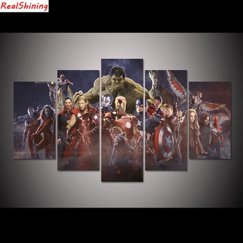 

5pcs diy Diamond Painting Cross Stitch Marvel Superheroes full square Diamond Mosaic beaded Embroidery Rhinestones H1442