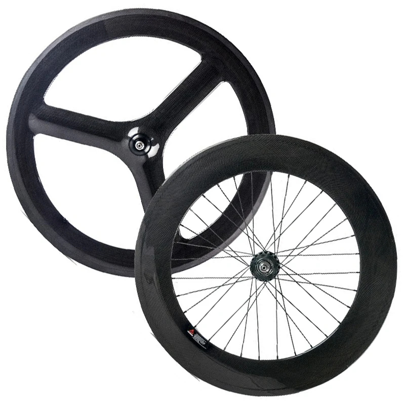 Newest 700c Full Carbon Front 3 Spokes Wheel Rear 88mm Fixed Gear Wheel