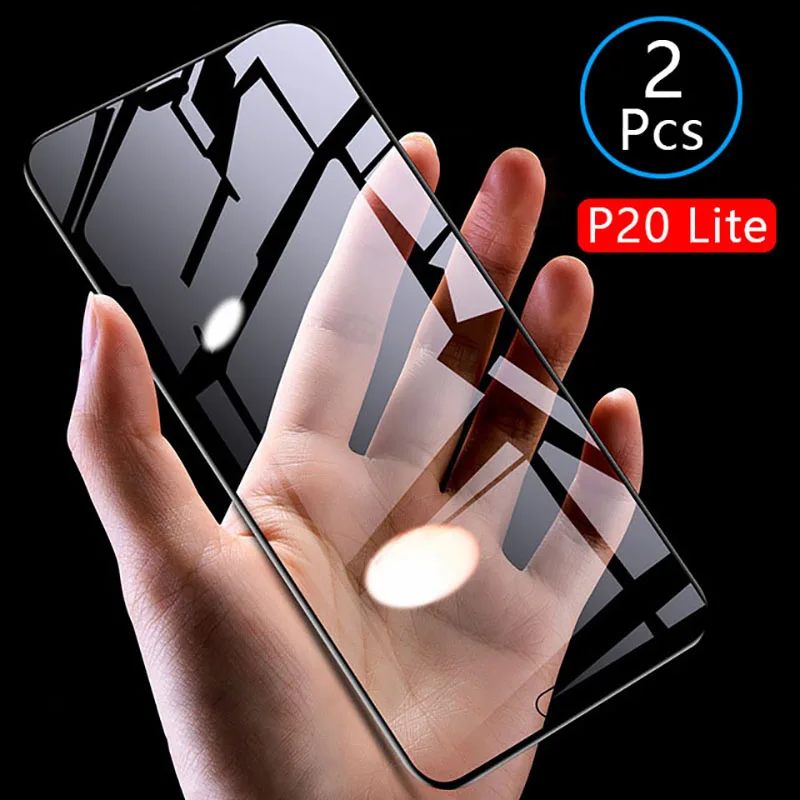 2pcs Tempered Glass For Huawei P20 Lite Case Full Cover Screen Protector Protective Safety Tremp On P 20 Light P20lite 5.84 | Мобильные