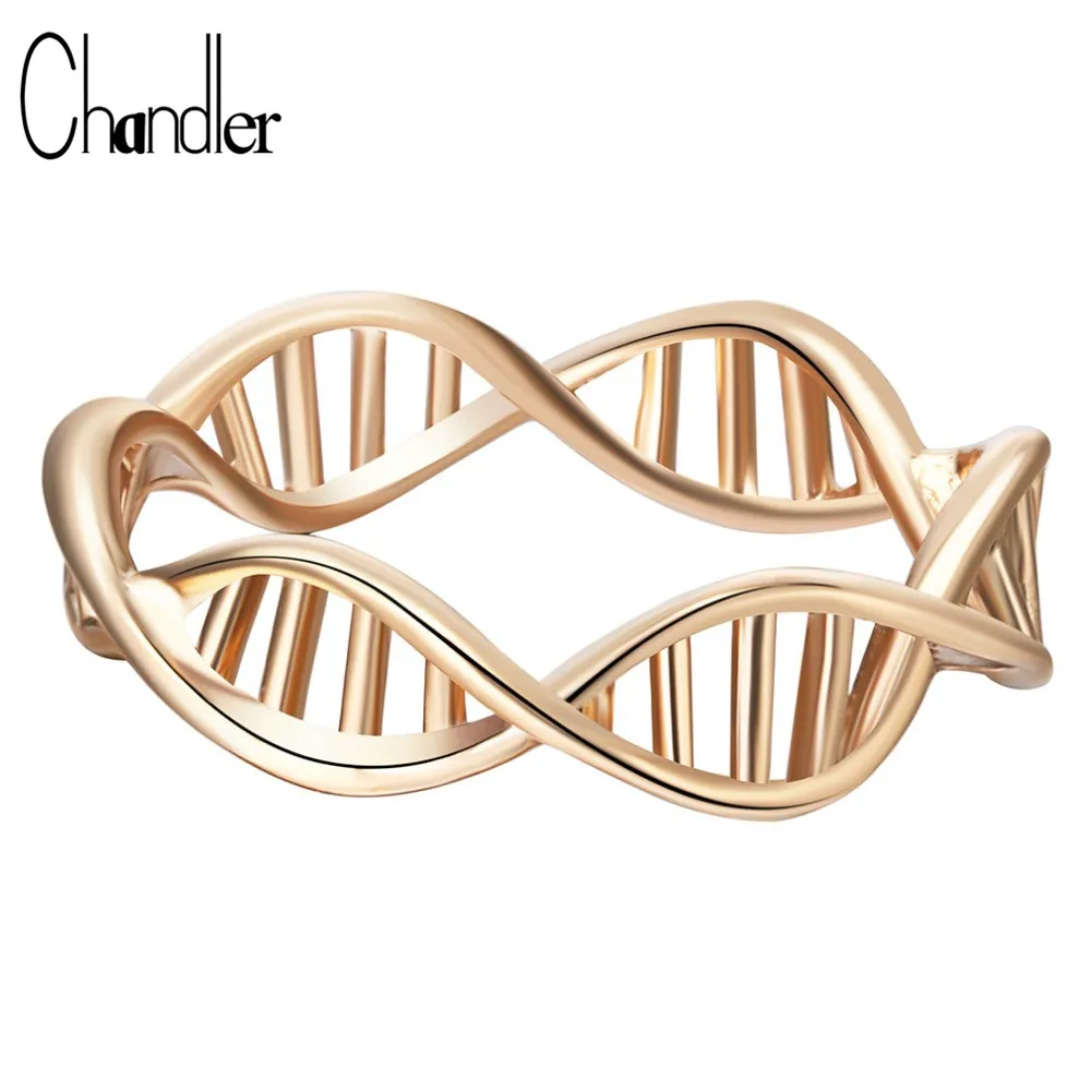 

Chandler Sliver Gold Color Science DNA Shape Rings For Women Chemistry Molecule Statement Jewelry Mona Lisa Fans Anillos Anel