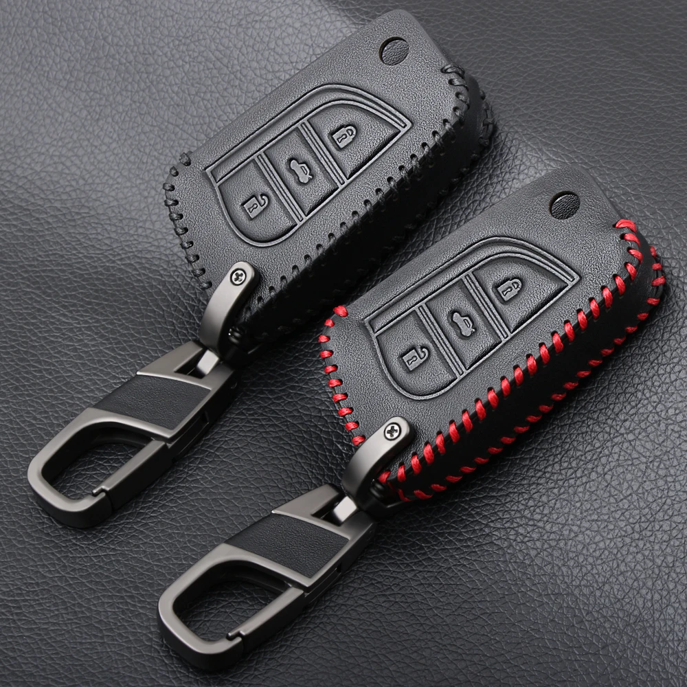 

Car Key Case Cover Keyfob Genuine Leather Protect Shell For Toyota COROLLA Camry CROWN LEVIN Reiz EZ RAV4 Highlander