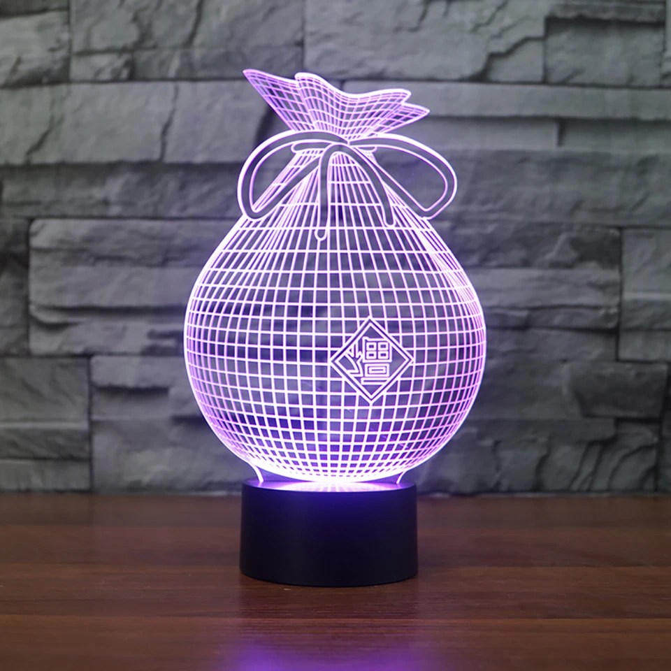 Lucky Bag 3d LED ночник сенсорный пульт дистанционного управления Переключатель 7
