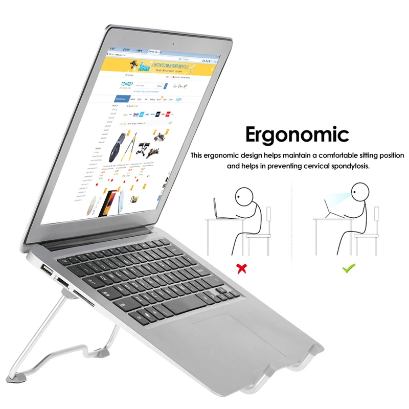 Folding Portable Laptop Stand Viewing Angle Height Adjustable Quality Aluminum Alloy Bracket Suppor