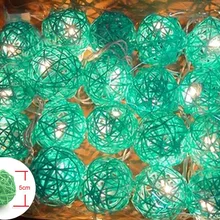 5 м 20 ротанга шары Рождественские огни Зеленый сепактакрау светодиодный гирлянды для отеля забор бар Свадебные украшения