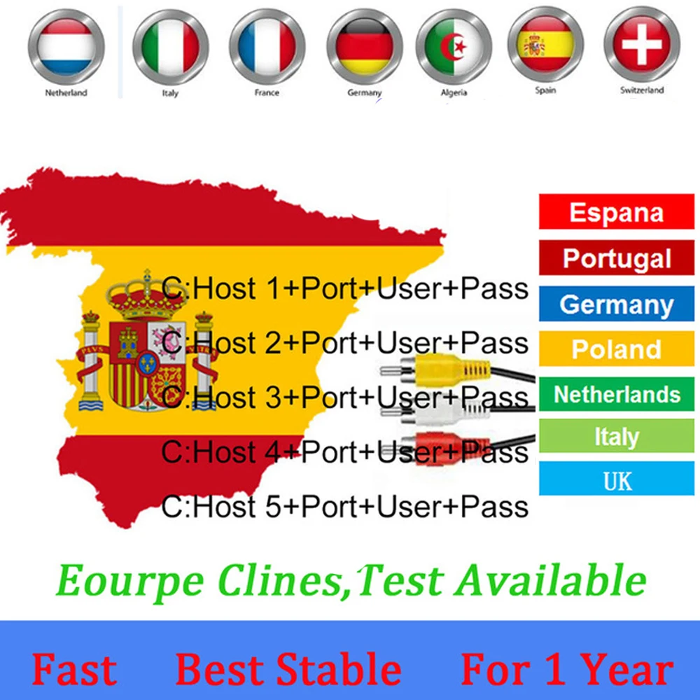 

Spain Receptor Cccams lines for 1 year spain Germany oscam mgcam freesat v7 DVB-S2 CCcam Cline satellite receiver europe 7 lines