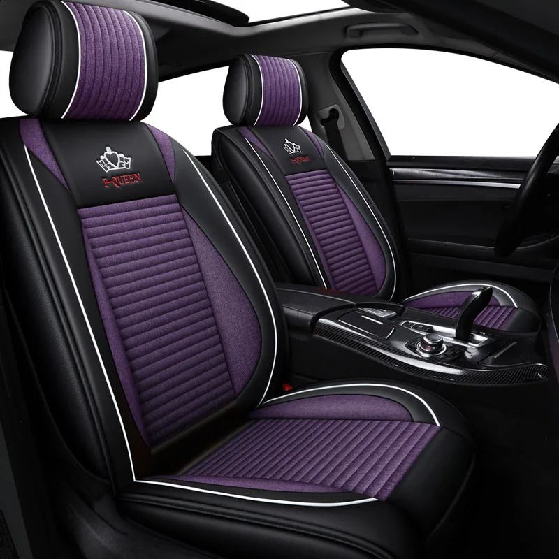 KADULEE Авто льняные автомобильные чехлы для dacia duster logan dokker sandero stepway защитное покрытие автомобильного сиденья чехлы для автомобильных сидений - Название цвета: purple
