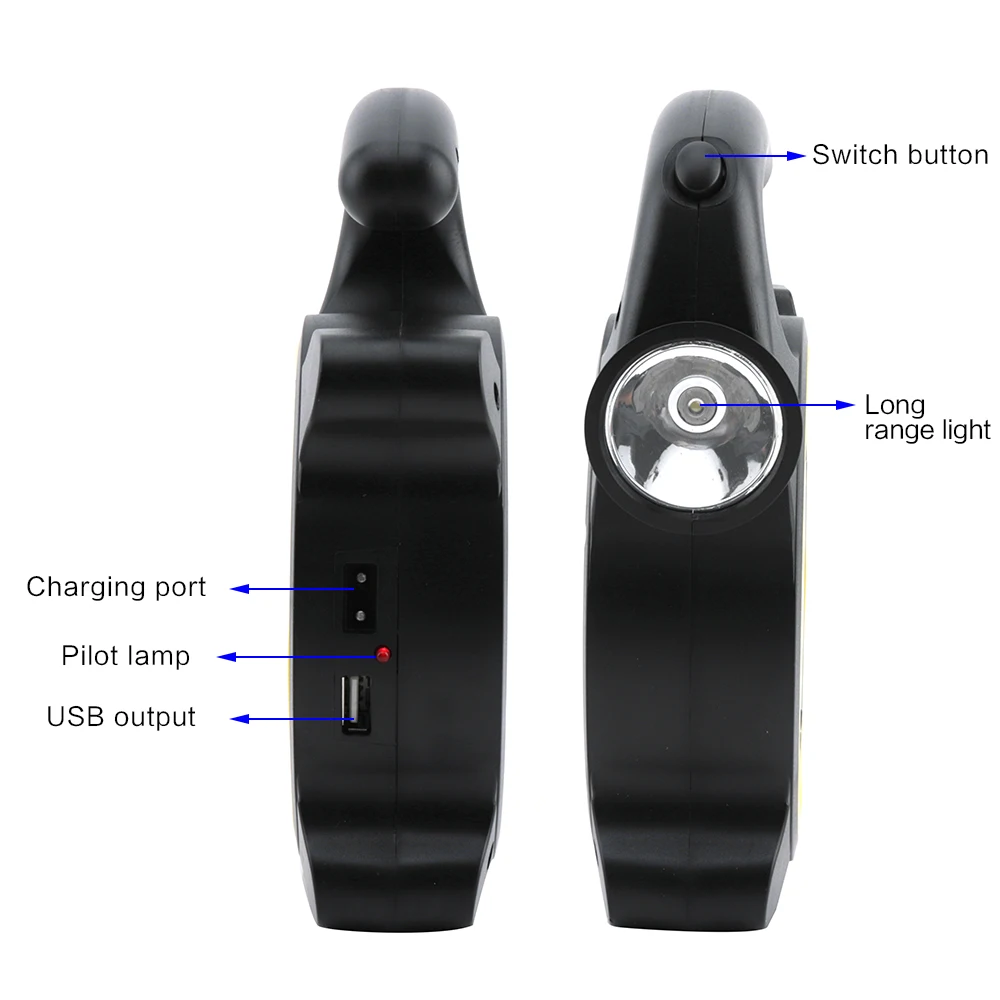 BORUiT COB светодиодный солнечный Портативный Фонари заряжаемый походный фонарь 4 режима работы потока портативное зарядное устройство в виде фонарика для мобильного наружное освещение
