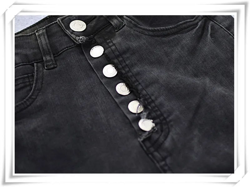 European and American women's wear high-waisted black super stretch acid-washed jeans and short leg trousers cross border women's wear (9)