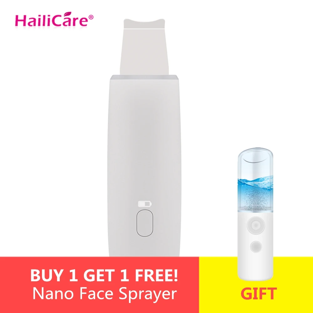 

Ultrasonic Face Scrubber Skin Peeling Device Exfoliate Machine+Nano Sprayer Moisturizing Pore Cleaner Removal Kit Skin Care Tool