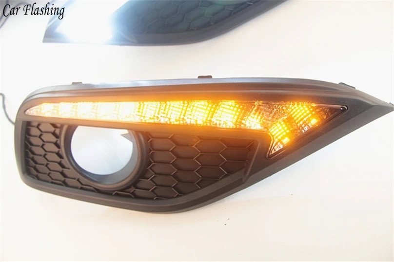 Автомобильный мигающий 1 пара для Honda CRV CR-V 2012- светодиодный DRL дневные ходовые огни дневного Света Желтая Поворотная сигнальная лампа автомобильный Стайлинг drl