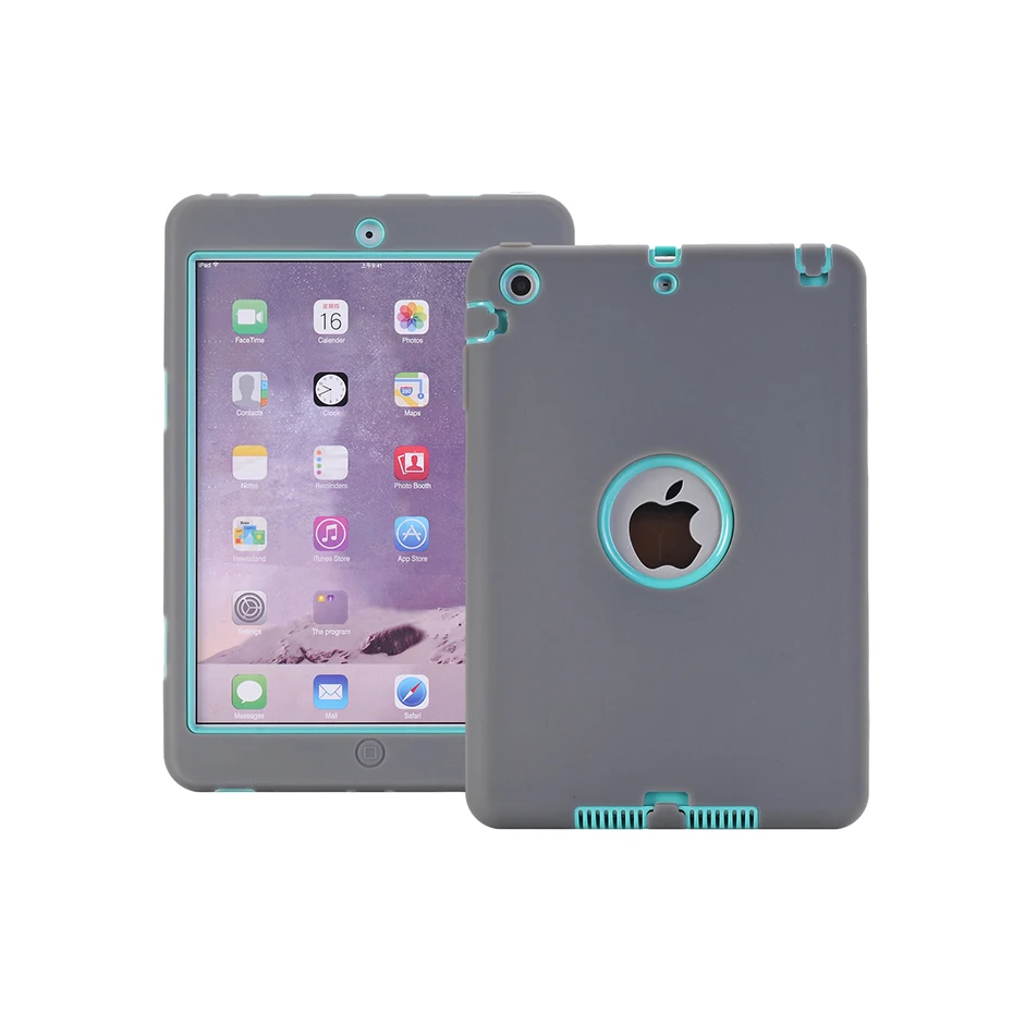 Чехол для iPad Mini 3 2 1 retina Kids безопасный защитный противоударный ударопрочный Ударопрочный силиконовый Жесткий чехол для планшета с защитой от царапин - Цвет: Mini Gray Mintgreen
