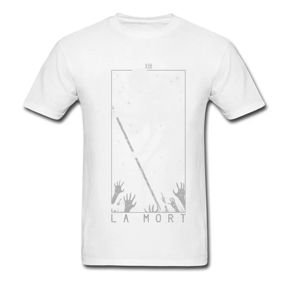Prevalent La Mort Casual Short Sleeve Tshirts Summer/Autumn Round Collar 100% Cotton Tops Shirts for Male Tees Europe La Mort white