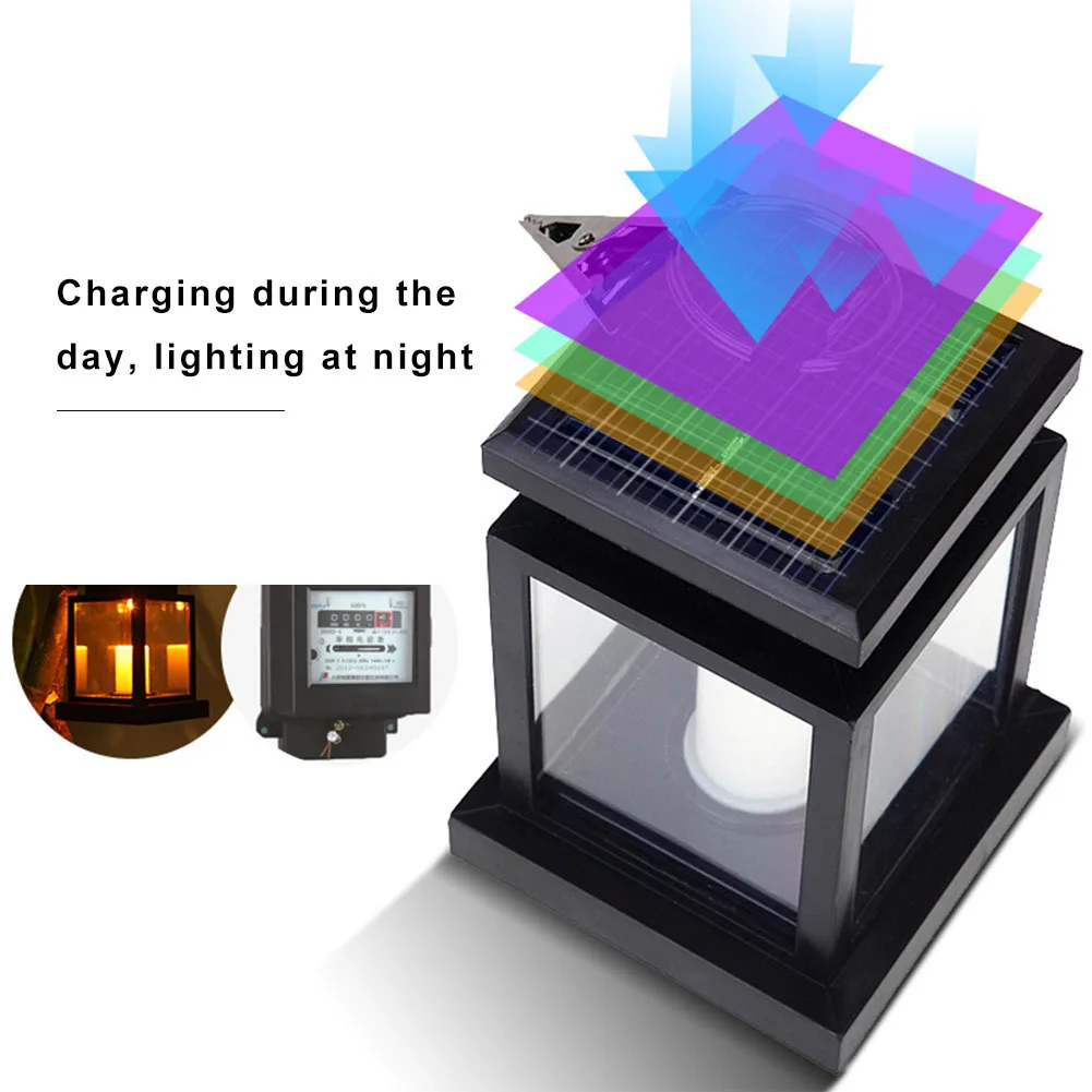 Водонепроницаемый светодиодный солнечный свет сада Мерцание Свечи Беспламенного наружного освещения висит бездымного Солнечный Фонари для кемпинга