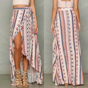 

Summer Clothes Skirts Boho Tribal Floral Beach Maxi Long Casual Skirt Beach Clothing Sexy Women Lady