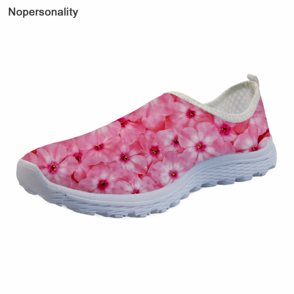 

Nopersonality Sneakers Women Pink Flower Print Mesh Loafers for Ladies Summer Comfortable Flats Shoes Lightweight espadrilles