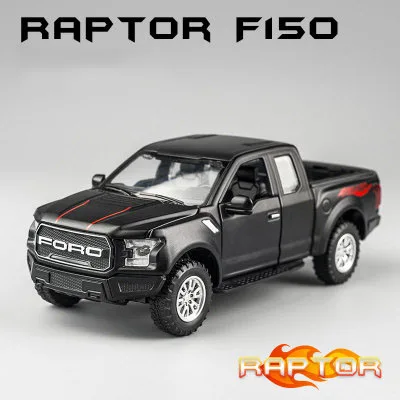 KIDAMI 1:32 Raptor F150 пикап игрушки для детей звук и свет MINIAUTO сплав литья под давлением модель автомобиля подарки - Цвет: Black