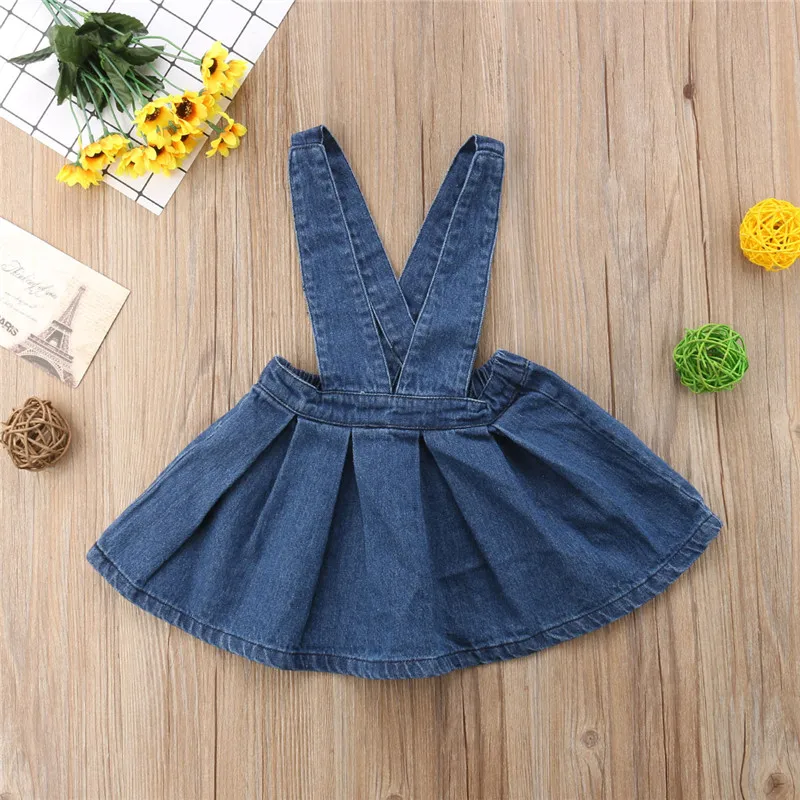 Модная детская одежда для маленьких девочек джинсовые юбка-пачка комбинезоны мини ремень юбки праздничная одежда
