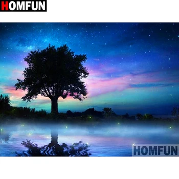 

HOMFUN Full Square/Round Drill 5D DIY Diamond Painting "Tree starry sky" 3D Diamond Embroidery Cross Stitch Home Decor A19283