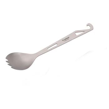 

Tiartisan Titanium Outdoor Cutlery Spoon Fork Portable Outdoor Picnic Camping Tableware With Beer Bottle Opener with Bag Ta8016
