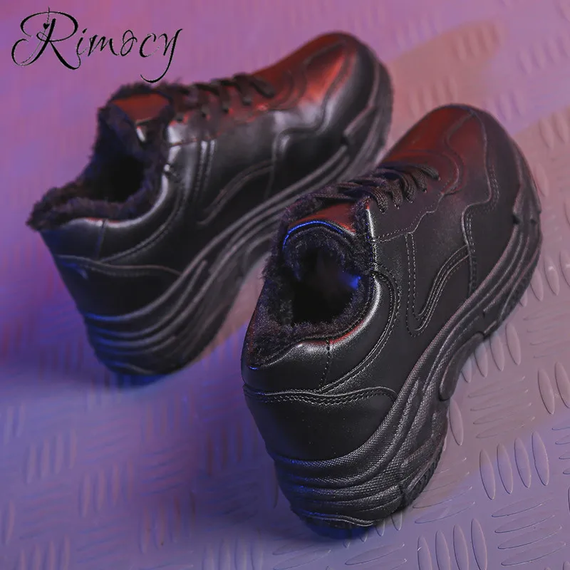 

Rimocy ladies flat heels sneakers femme footwear mujer 2019 new women casual shoes woman warm liner platform vulcanize shoes