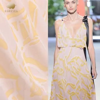 

Striped digital inkjet silk georgette fabric lightweight breathable scarf dress shirt silk fabric wholesale silk cloth