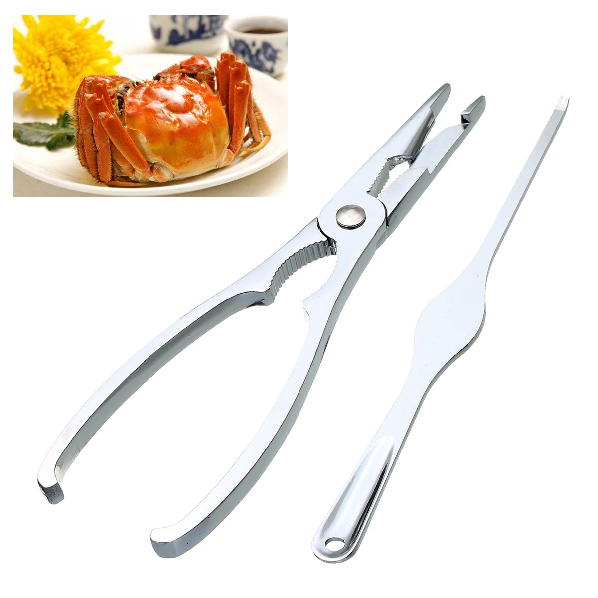 2Pcs/Set Stainless Steel Seafood Cracker Pick Set For Crab Lobster