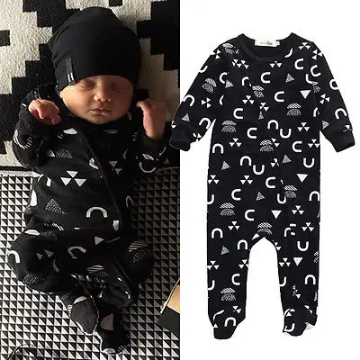 

infant children kids clothes Zipper Newborn Baby Boys Girls Geometric Print Jumpsuit Romper Outfits Clothes