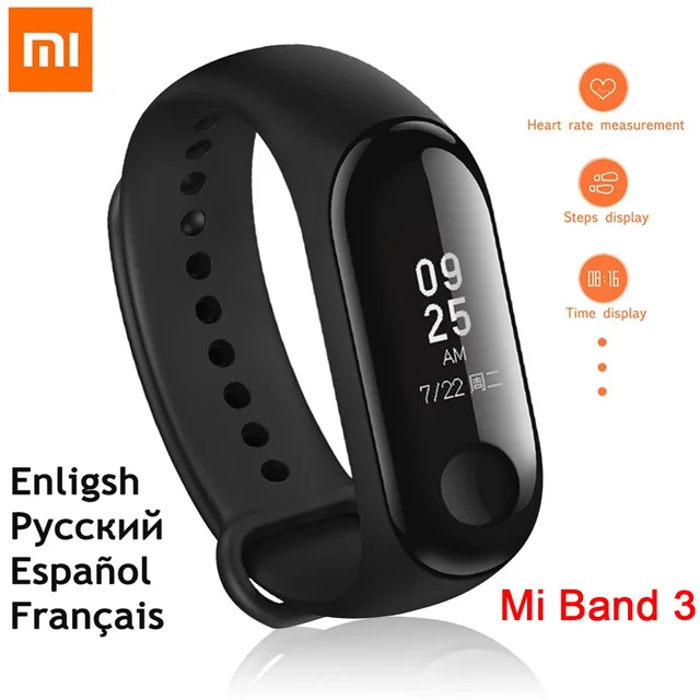 

100% Original Xiaomi Mi Band 3 Smart Wristband Bracelet 0.78" OLED Touchscreen 5ATM Swim Reject-Call Pulse Heart Rate Step Time