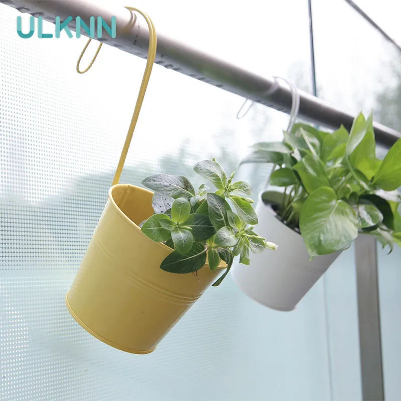 Pastoral Hanging Metal Flowers Bukket Detachable Hooks Creative Balcony Hanging Vase Thick Tabletop Vase