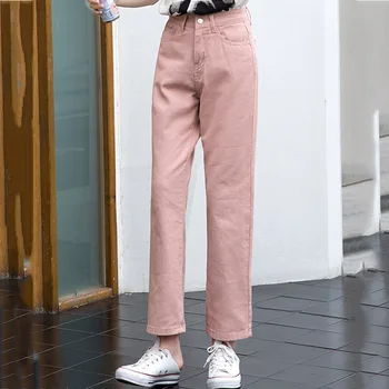 

2019 Fashion Jeans Woman High Waist Boyfriend Jeans For Women Plus Size Blue Black White Denim Mom Jeans Pants Trousers