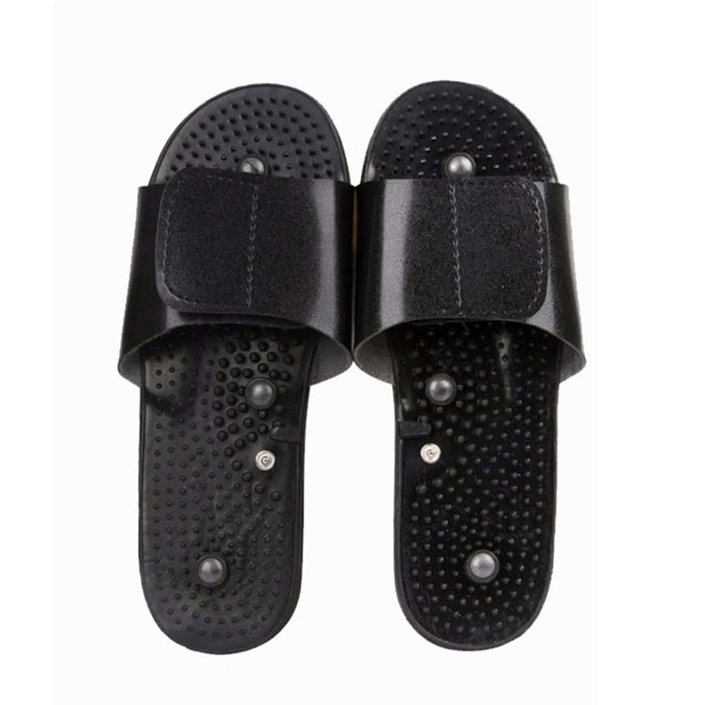 Electrode-Massage-Slippers-Suit-for-Tens-Acupuncture-Therapy-Massager-Machine-Physiotherapy-Body-Foot-Relaxing-Black-Rubber