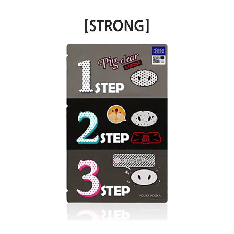 STRONG 1pcs HOLIKA Pig Clear Black Head 3-Step набор пластырей для очищения пор Маска для носа средство для удаления прыщей и угрей Clear Black Head Косметика Кореи 1 шт. новая версия - Цвет: STRONG 1pcs