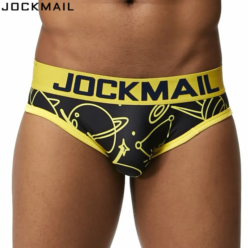 

JOCKMAIL Brand Sexy Men Underwear Briefs polyester printed Low Rise Bikini Boy Gay Designed panties Wonderjock Gay underwear