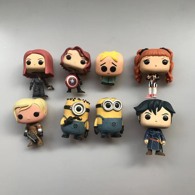 

Original Funko pop Used Black Widow Captain Shield, South Park Butters, Game Brienne, Minions Vinyl Figure Collectible Model Toy