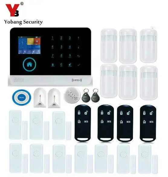 

YobangSecurity Touch Keypad Wireless WIFI GSM GPRS RFID Burglar Security Alarm System IOS/Android APP With Smoke Fire Sensor