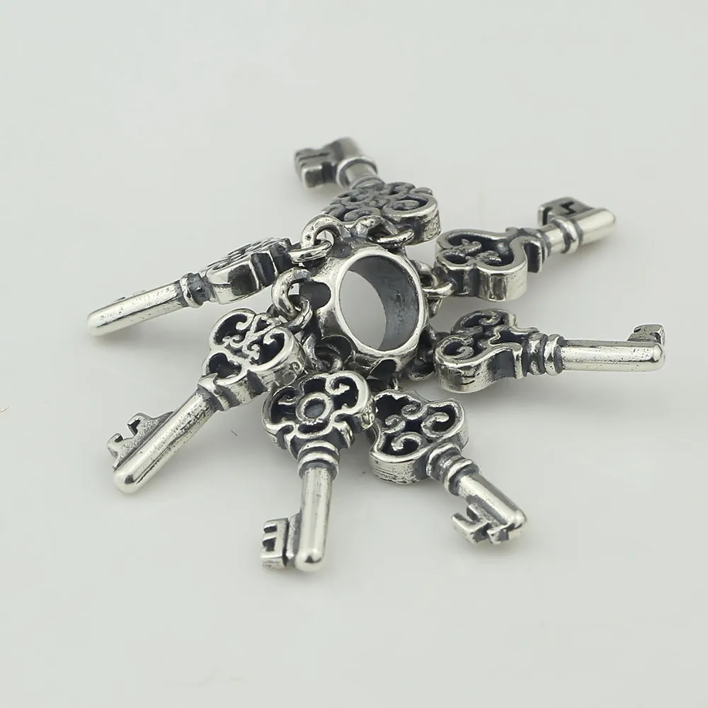 Омела ювелирные изделия 925 пробы серебряные ключи перемещение Spacer шарик шарма Подходит для европейских браслетов